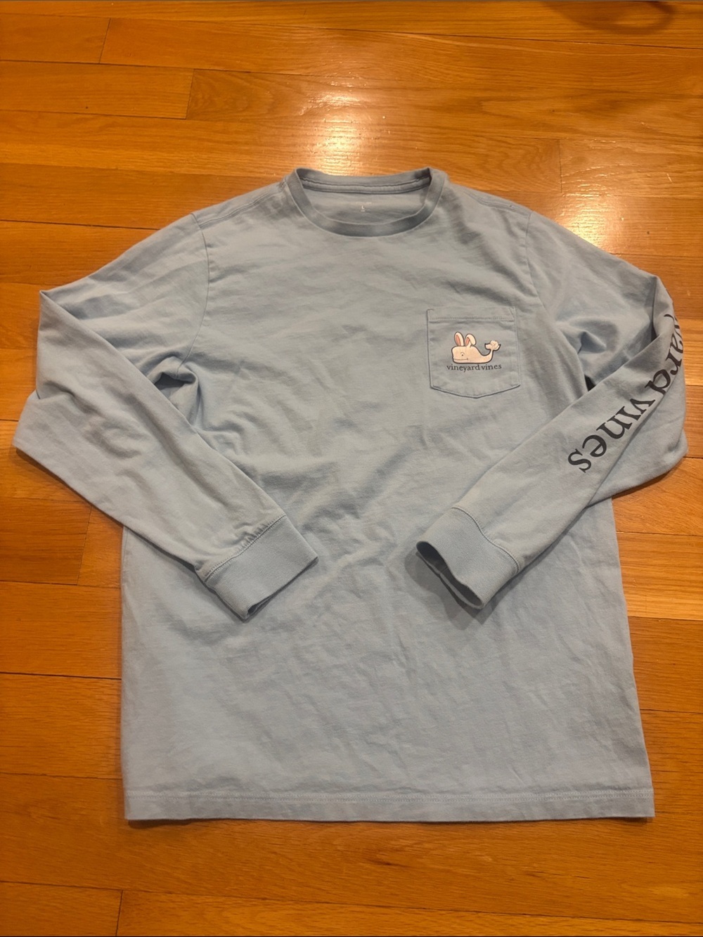 Vineyard Vines Light Blue Long-Sleeve Pocket Tee with Whale Logo
